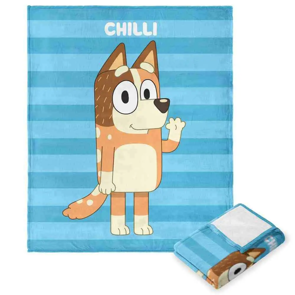 Bluey Roll Call Chilli Silk Touch Throw Blanket, Cartoon Print, Cozy Lounging Indoor Use, Smooth Weave, Soft Texture, 50x60 In