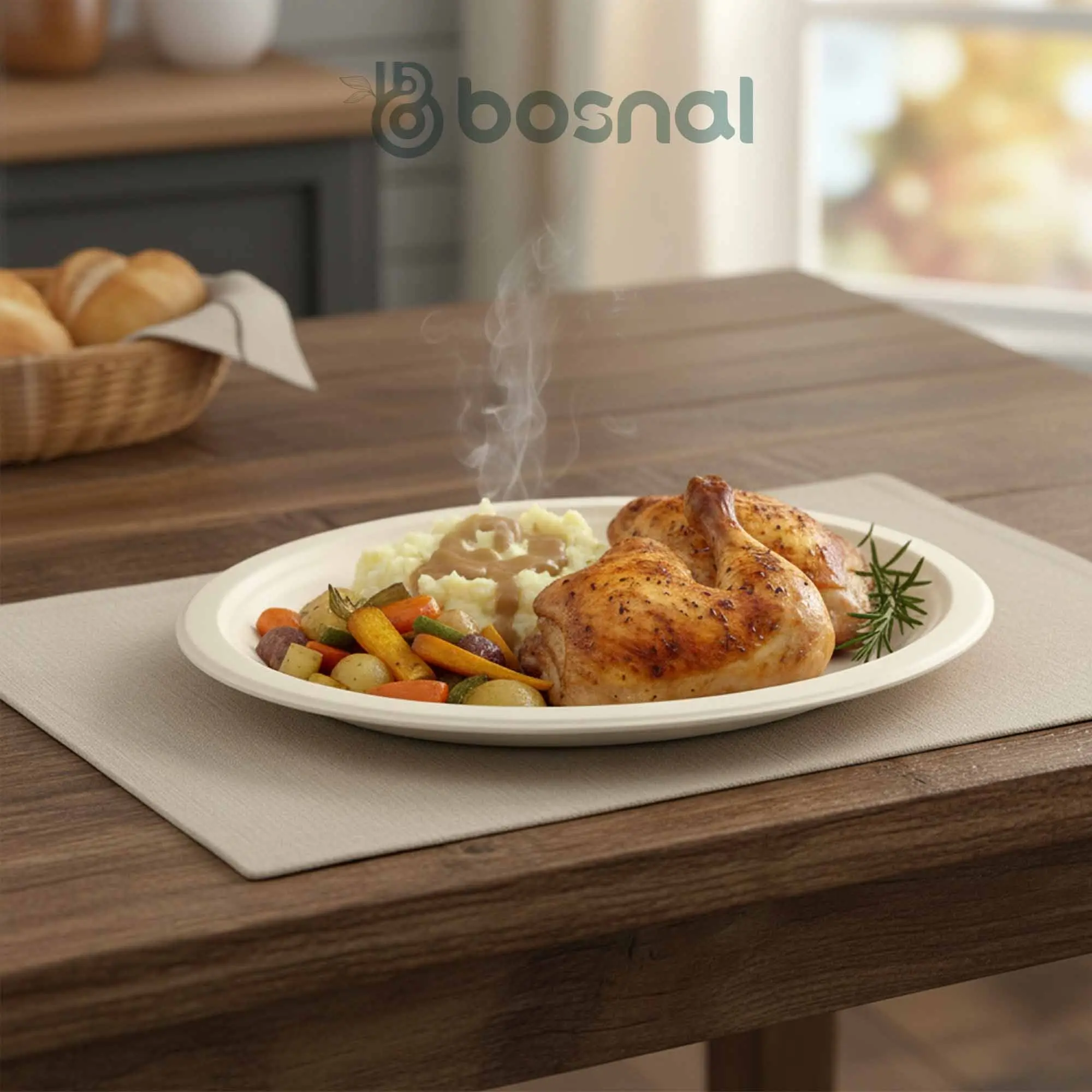 10 Inch Oval Bagasse Compostable Plates, Eco-Friendly Biodegradable Sugarcane Tableware, Durable for Parties & Everyday Use