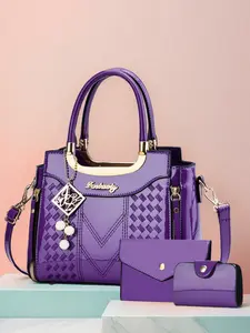 Fashionable Women's Messenger Bag, Everyday Shoulder Bag, PU Leather, Solid Pattern, Casual Style, Large Capacity, All Seasons, Trendy Handbag Set