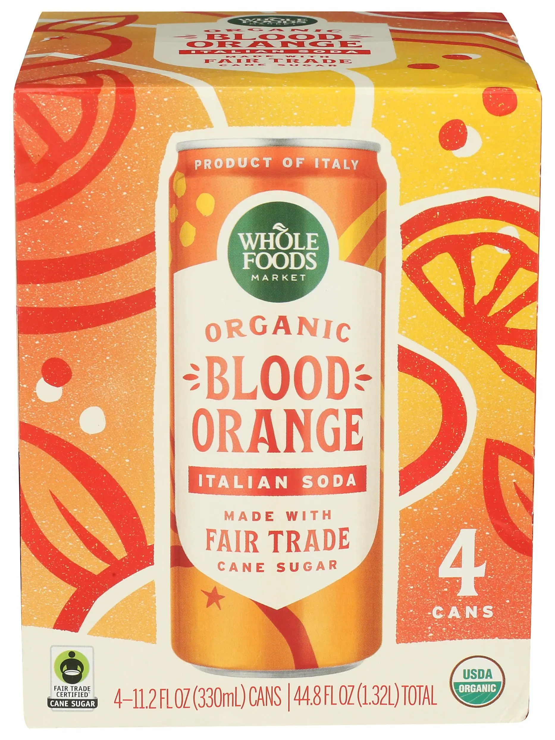 4 Pack Organic Italian Soda, Blood Orange, 11.2 Fluid Ounce (Pack of 4)