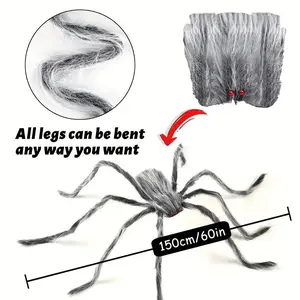 Halloween Giant Spider Web Decoration, 16ft Large Triangular Spiderweb, 60 Inch Fake Spider, Outdoor Yard Lawn Party Decor
