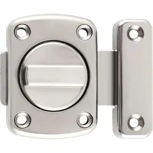 Gate Latch Slide Bolt Latches Lock,Medium Size Safety Double Sided Rotate Gate Hardware for Storage Box, Cabinet,Shed Door,Brushed Finish