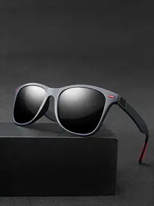 Vintage Square Polarized Sunglasses, Plastic Frame, Anti-Glare Gradient Lenses, Adjustable Hinges, UV Protection, Outdoor Use