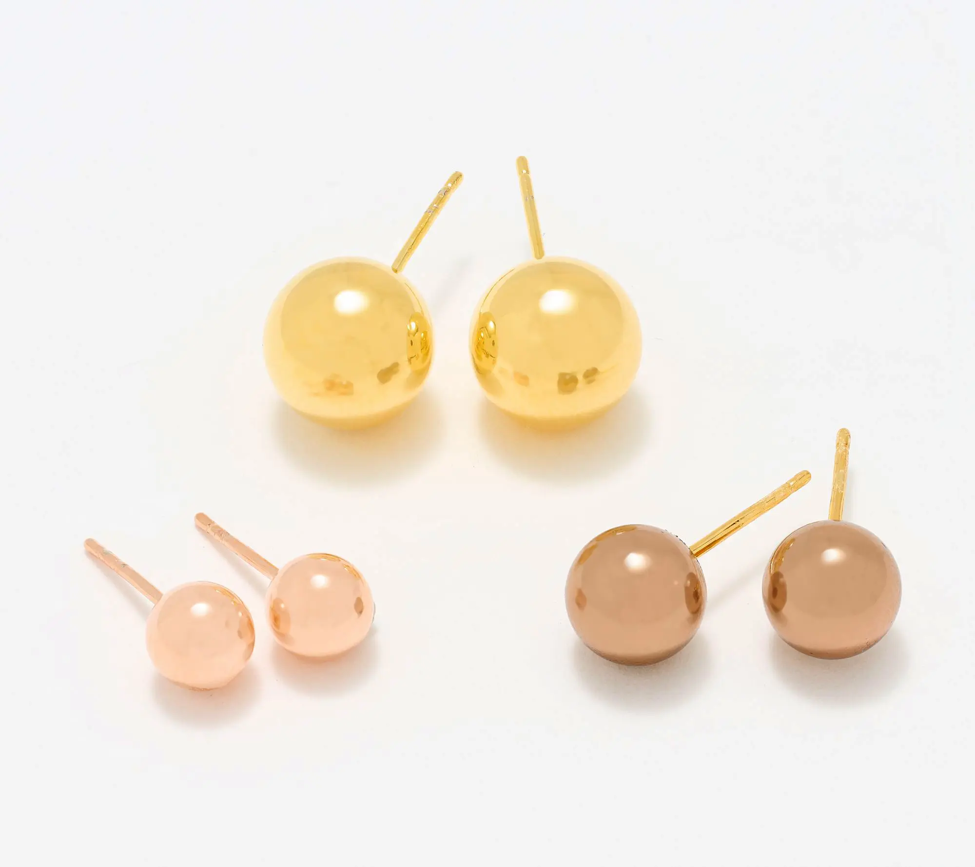 David Markstein Bronze Set of 3 Ball Stud Earrings