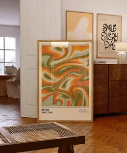 70s Retro Swirl Print, Funky Psychedelic Wall Art