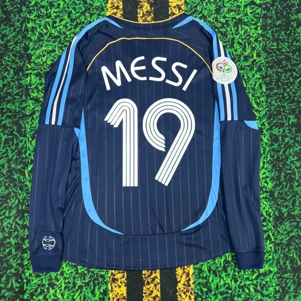 2006 World Cup Argentina National Team Fan Version Home #19 Messi  Long Sleeve Jersey