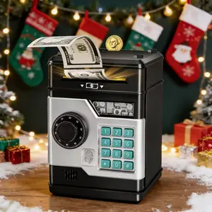 Piggy Bank for Boys Adults, Electronic ATM Coin Cash Bank with Password Code Lock and Auto Grab Bill Slot, Large Capacity Coin Bank Money Jar for Adults, Designed for All US Coins