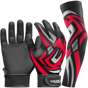 Exxact Sports Youth Batting Gloves with Arm Sleeve for Boys & Girls, Kids Baseball Batting Gloves for Softball, T-Ball (Black Tattoo)