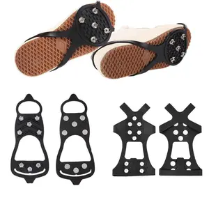 Ice Claw Non-Slip Spikes with 5/8 Teeth Anti-Slip Traction Climbing Spikes Durable Rubber Ice Grips for Outdoor Sports Elastic TPE Material Sturdy Design Fits Men & Women