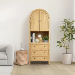 Giratree 71' Tall Arched Storage Cabinet with Drawer, Bookcase with Door, Freestanding Tall Pantry with Countertop for Kitchen, Living Room