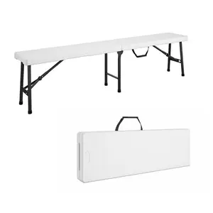 Cosco  Plastic Casual Folding Bench, White, Indoor Outdoor Furniture, Outdoor, Foldable