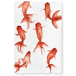 360 Stand Twin Size Extra Long Duvet Cover - Minimalist Red Small Fish Animal Themed Microfiber Bedding Linen, Machine Washable Home Decor, Decorative Duvet Cover, Washable Covers