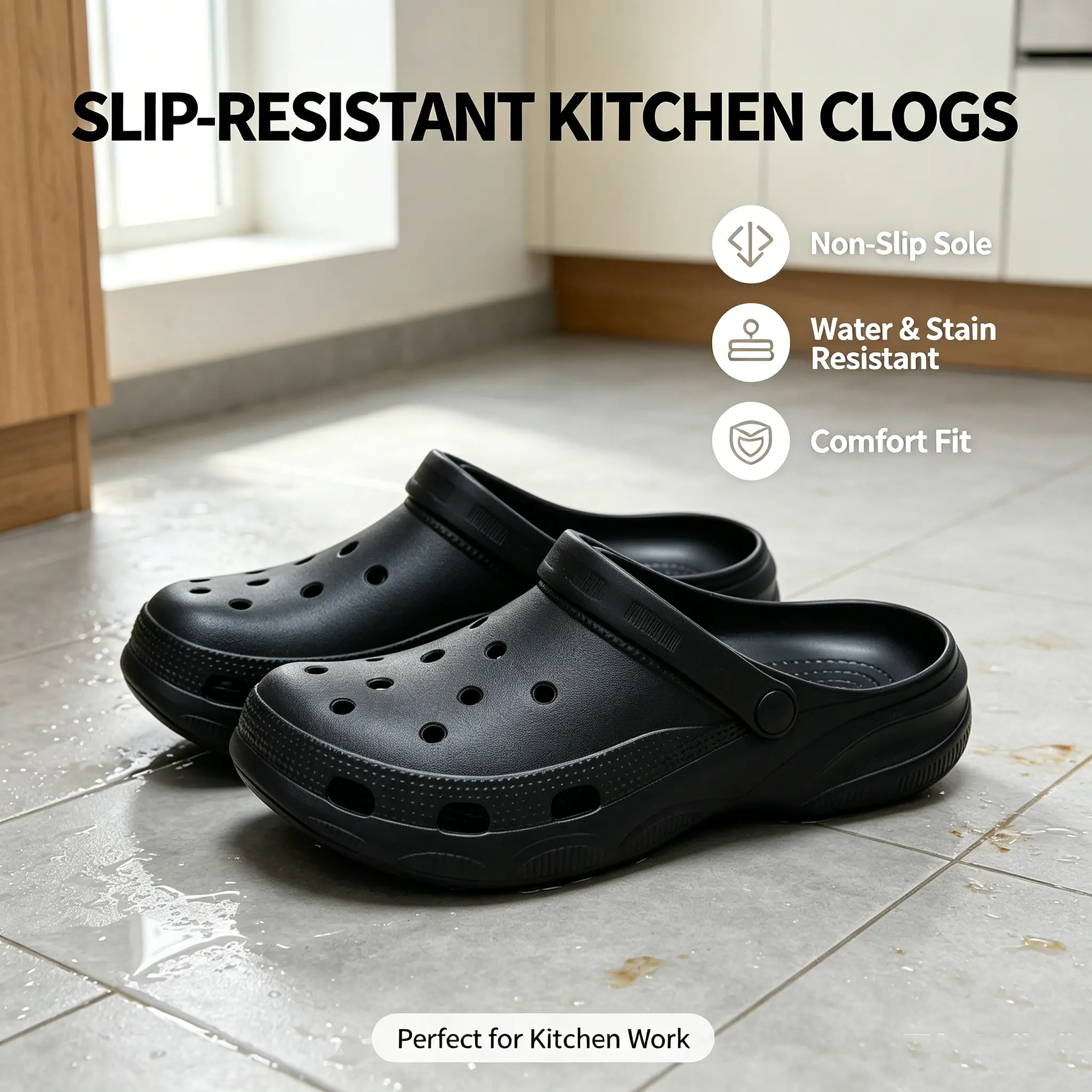 Ladies' kitchen non slip shoes, Water-Resistant Walking Shoes, Lightweight and breathable, made of EVA material, providing comfortable standing all day long. Men's and women's summer, versatile casual, chef nurse work shoes,Unisex