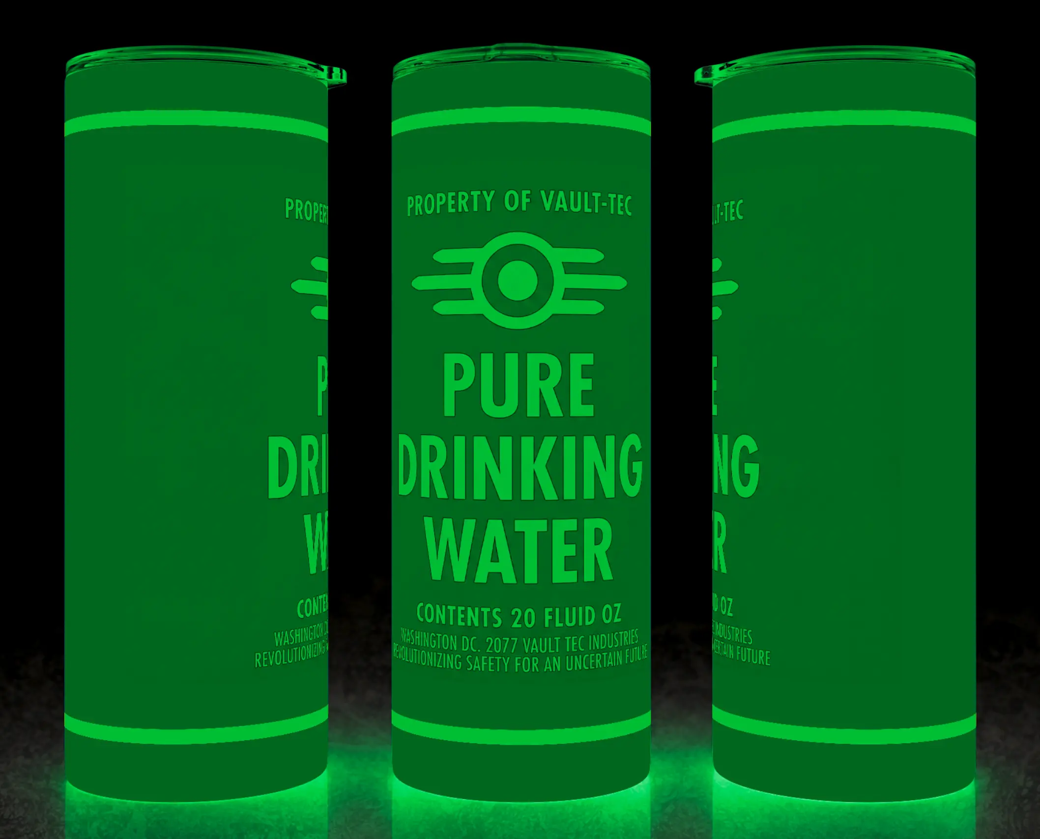 Glow in the Dark Vault-Tec Pure Drinking Water Fallout Gaming Drink Cup Mug Tumbler 20oz Drinkware Stainless Steel Insulated, Perfect for Anime Fans, Great for Hot or Cold Drinks!
