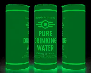 Glow in the Dark Vault-Tec Pure Drinking Water Fallout Gaming Drink Cup Mug Tumbler 20oz Drinkware Stainless Steel Insulated, Perfect for Anime Fans, Great for Hot or Cold Drinks!