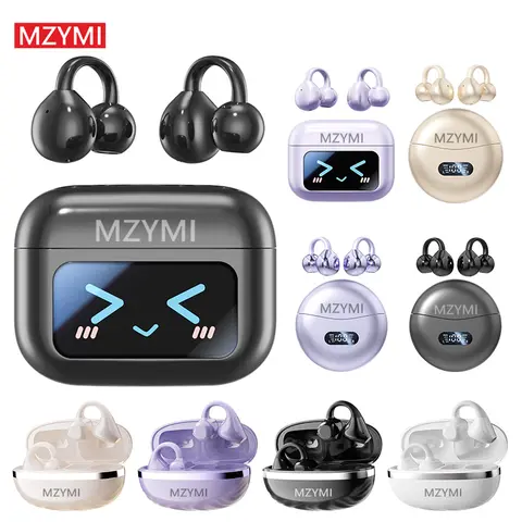 MZYMI S11 Pro Open Ear Sports Earbuds - Wireless Bluetooth 6.0 Electronic Headphones, IPX5 Waterproof, HiFi Stereo Sound, LED Touchscreen, Type-C Fast Charging (1.5h), Cable Protection, Cordless Freedom for Movement