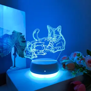 Cute Resting Cat 3D Night Light, USB Powered LED Lamp, Touch Control, Decorative Bedroom & Living Room, Gift Idea, 1 Piece
