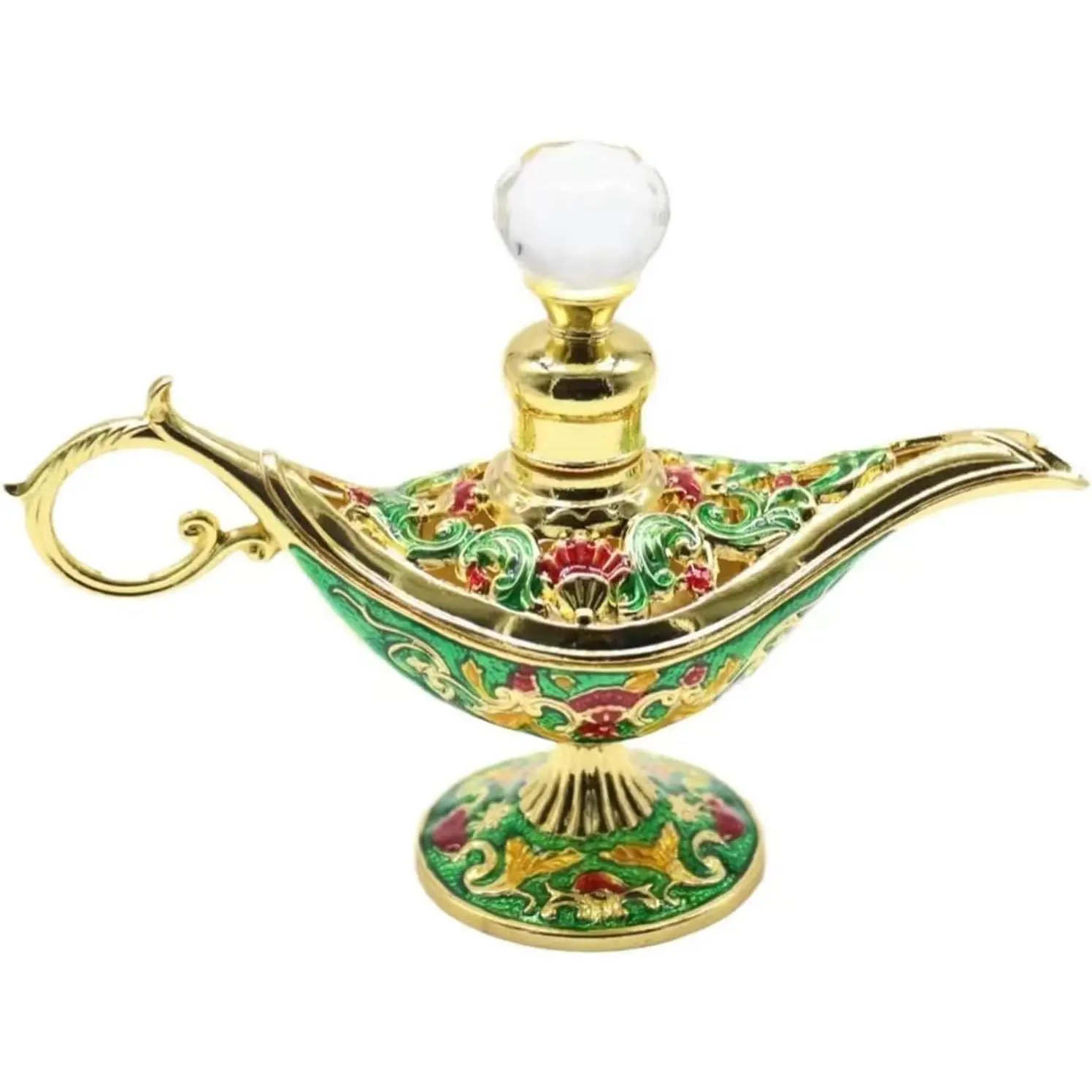 Pretty God's lamp  Perfume Bottles Empty Refillable for Women, Ornate Glass Decor Perfume Vial, Egyptian Antique  Decorative  Oil Bottles (/Green)
