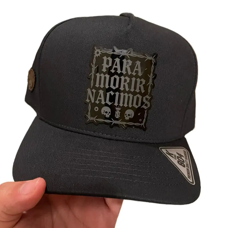 Belico Snapback Adjustable Mens Hat - Mexican Streetwear Nuevo Imperio Black Hat with Logo-Designed Front Panel, "Para Morir Nacimos" Themed Fashion Accessory, Mens Hats