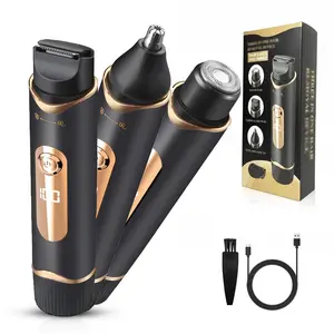 3-In-1 Electric Body Hair Trimmer, Electric Razor for Men and Women, USB Charging Body and Facial Hair Removal , LCD Display, Nose Hair Trimmer