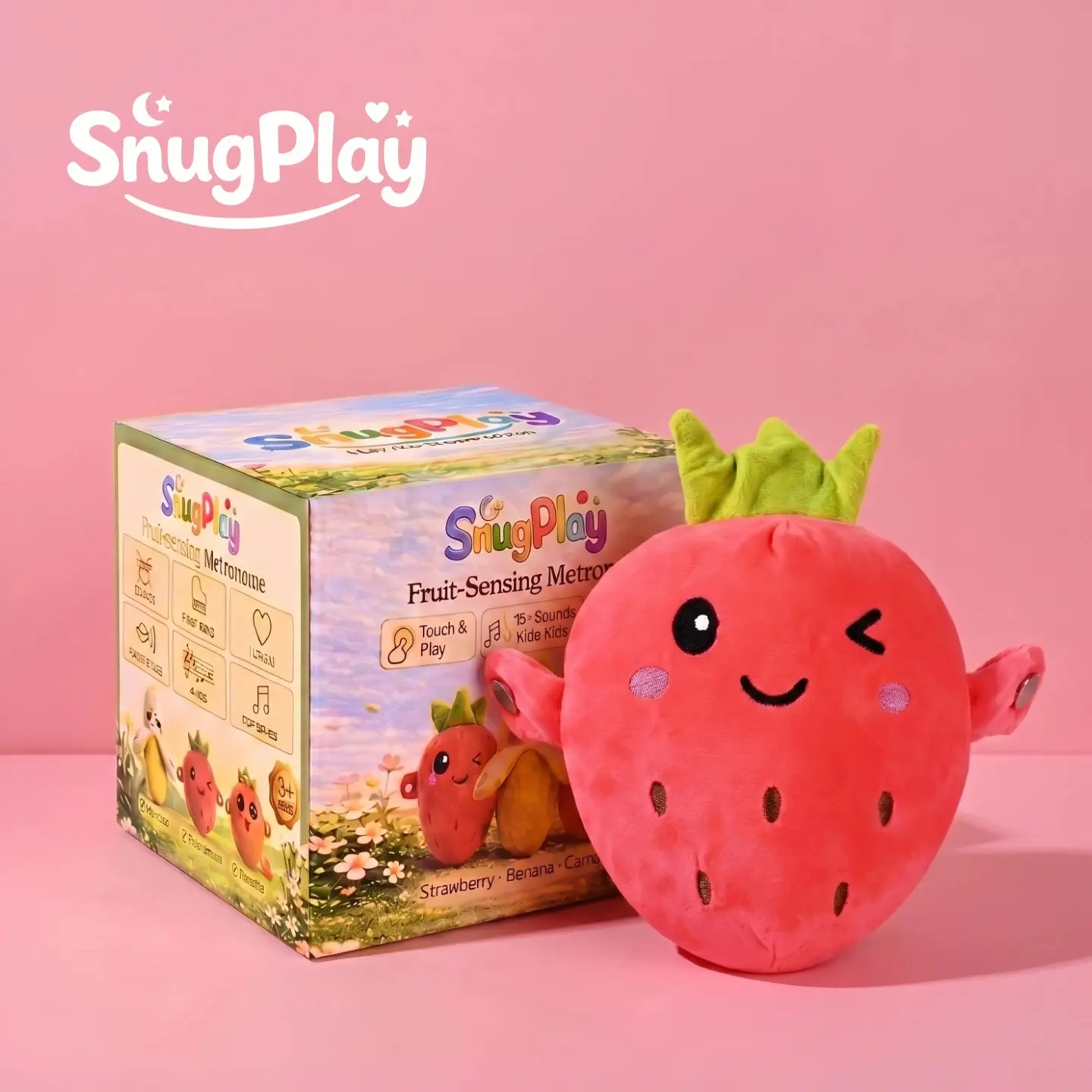 SNUGPLAYA Interactive Music Plush Toy Set – Banana, Strawberry & Carrot Electric Plush Toys for Parent-Child Interaction, Couples & Friends Prank Toy, Valentine’s Day & Easter Party Fun Gift for Kids & Adults stuffed animals cute girly gifts