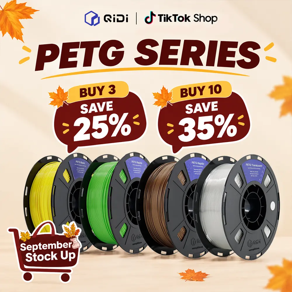 QIDI PETG Series Filament, 1.75mm, 1kg (2.2 lbs), PETG BASIC / PETG TRANSLUCENT / PETG RAPIDO, Compatible with Most FDM 3D Printers, Bulk Purchase Discounts , Ideal for Beginners & Professionals
