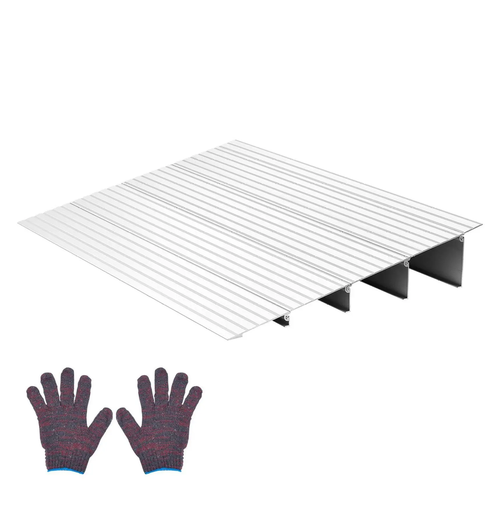 Door Threshold Ramp 4 Inch Rise - Aluminum Alloy 800lbs Capacity - Wheelchair Scooter Ramps for Home, Bicycle, Walker Access Default