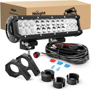 Nilight 12 Inch 72W LED Light Bars Spot Flood Combo Off-Road Light Mounting Bracket Horizontal Bar Tube Clamp With Off Road Wiring Harness, Off Road Lights, Led Work Light