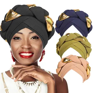 2PCS Random Color Matching Twist Headscarf Hat, Forehead Crossed Large Braided Hat Fashion Headgear Factory Direct Sales