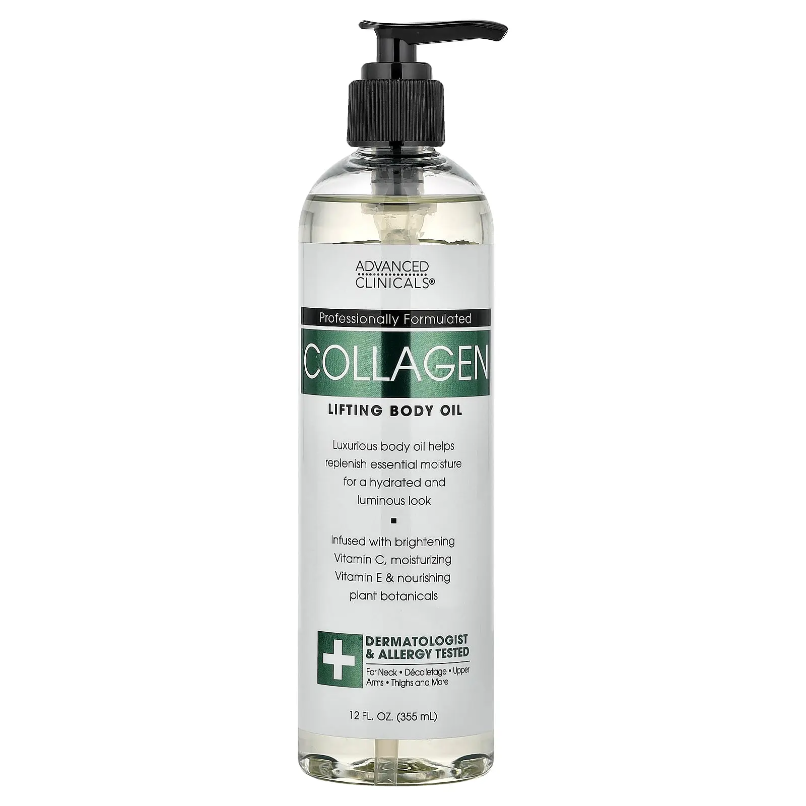 Advanced Clinicals Collagen, Lifting Body Oil, 12 fl oz (355 ml)