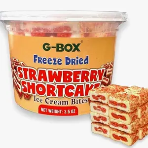 G-BOX Freeze Dried Ice Cream| Crunch Strawberry Shortcake Ice Cream Bites - Perfect for Camping, Outdoor, and Party - Air-tight Sealed in a Deli Container (3.5 OZ Strawberry Shortcake)