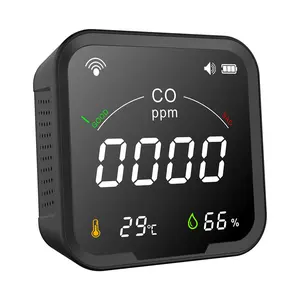 Protmex WiFi Detector Air Quality Monitor Air Quality Meter, 3 in 1 Air Quality Monitor Real Time Monitoring Sensor/Temperature/Humidity/CO Alarm Monitor for Indoor Outdoor Travel Camping Car