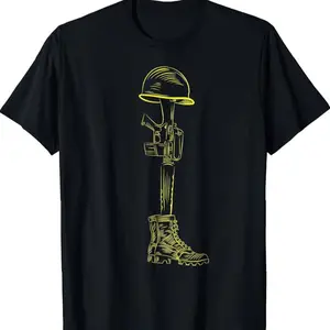 Battlefield Cross Rifle Helmet Memorial T-shirt
