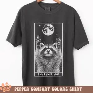 The Feral Era, Funny Tarot Card Shirt, In My Feral Era Tee, Feral Raccoon Trashy Y2K Shirt, Feral Ravewear, Weirdcore Aesthetic, Funny Drawing Shirt, Drawing Classic Unisex T-Shirts, Comfortcolor Tees
