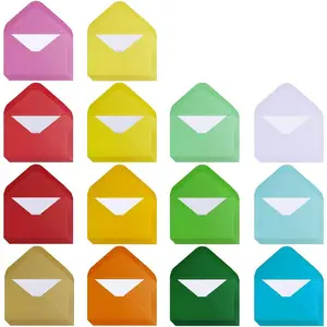 140 Sets Colorful Mini Envelopes with White Blank Business Cards Note Cards 14 Colors Small  Card  Envelopes Pocket Envelopes Bulk 4.5" x 3" Love Notes