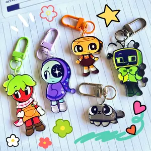 Main Toons Keychains, Dandys World Keychain, Astro, Shelly, Sprout, Cosmo, Pebble, Astro, Vee Keychains Dandy World Charm, Cute Keyring Acrylic, Perfect Gift for Fans
