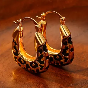 Hypoallergenic Retro Leopard Print Golden Earrings, Comfortable and Versatile, Simple and Elegant, Suitable for Daily Wear or Parties, High-Quality Fashion Women'S Earrings, Jewelry Accessories, a Exquisite Gift for Women