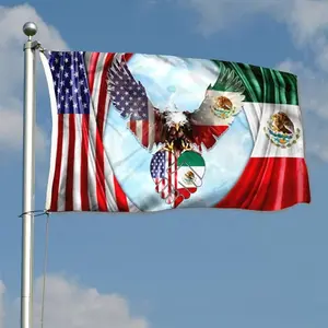 Fyon US Mexico Friendship Flag 3x5 Ft - UV Fade Resistant Flag 3x5ft