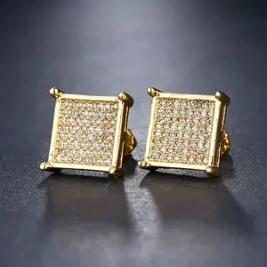 These unisex square stud earrings with ice-cut diamonds are a sparkling piece of hip-hop-inspired jewelry. Simple yet eye-catching, they’re perfect for everyday wear, parties, and street style. They make an excellent gift and are suitable for any occasion