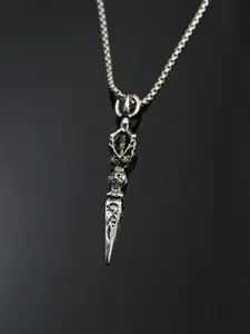 Vintage Hollow Out Design Pendant Necklace for Men & Women, Punk Jewelry for Party, Trendy Necklace for Daily Wear, without Box, Engraved Necklace