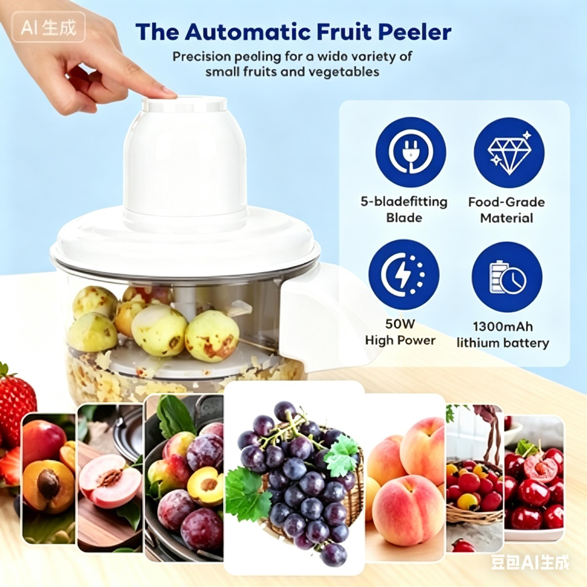 Electric Automatic Grape Peeler Machine, Garlic & Cherry Tomato Skin Remover Tool for Small Fruits, Easy Effortless Peeling for Home Kitchen Use (Blue, 1 Piece