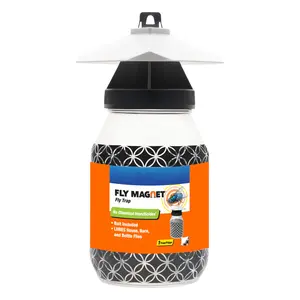 Outdoor Reusable Fly Trap with Bait, Poison-Free Fly Catcher for House Flies, Barn Flies and Bottle Flies, Easy Refill Design