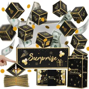 Birthday Surprise Gift Box Explosion for Money, Exploding Money Gift Box for Cash Pop up Birthday Money Explosion Box Surprise Party Gift 12 Folding Bounce Boxes for Men Women Kids