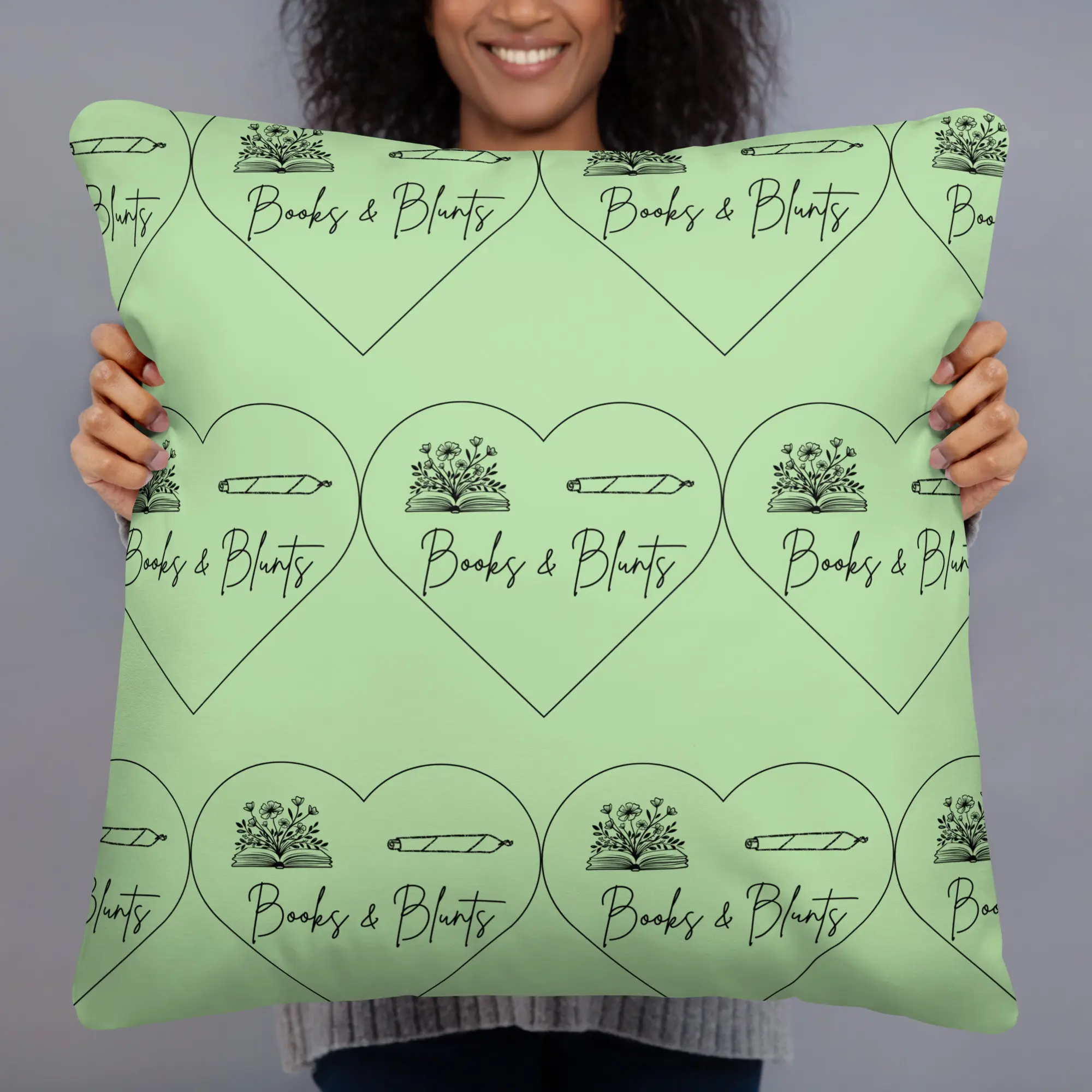 Book Lovers Pillow – Cozy Home Decor & 420 Friendly Gift, Cute Girly Pillow for Bookworms & Stoners, Chill Vibes Home Decor, College Dorm, Gift for her, Book club accessories