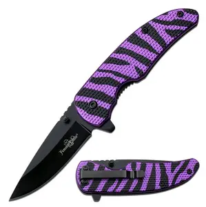 Exquisite Purple Tiger Stripe Folding Knife EDC Unique Collectable Lovely Gift