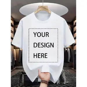 Customizable Men's Cotton T-Shirt – Soft Black Casual Round Neck Tee with White Stitched Edges, Short Sleeve, Loose Fit for Casual Attire, Custom T Shirt