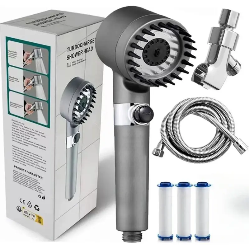2026 New Ion Drops Filtered Handheld Shower Head Combo Set - No-Drill, 59in Hose & Bracket Included, Adjustable Water Flow, 5 Filter Replacements, Built-in Flash Mode for Easy Cleaning  No-Drill Handheld Showers High Pressure Massage multiple spray