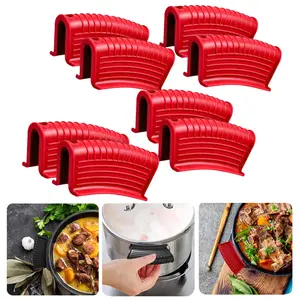 8 Pack Cast Iron Pot Assist Handle Covers High Heat Resistance,Anti-slip Silicone Skillet Handle Cover Any Frying Cast Iron Skillet Metal Pan,Washable Reusable Rubber Pot Holder Sleeves Cookware Enamel