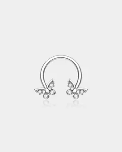 Butterfly Clear CZ Horeseshoe Septum Ring