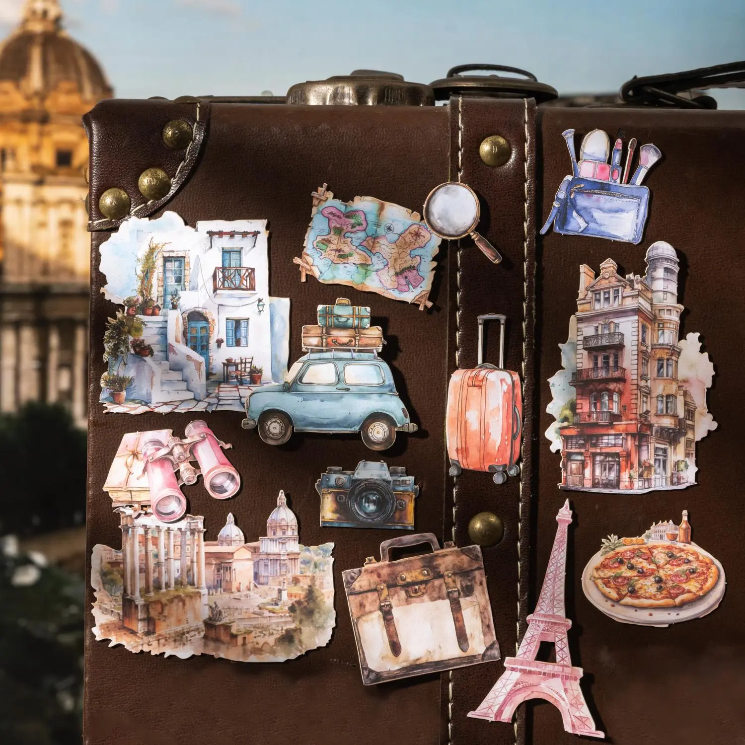 20 Sheets Travel-Themed Sticker Pack in Sturdy Cardstock, Decorative Stickers for Scrapbooking & Journals, Scrapbook Materials, Unique Travel Collection, Vinyl Stickers